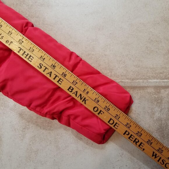 ✅Hooded Red Puffer Jacket Knee Length Zip Up Winter Coat Women's M *SEAM SPLIT* - Picture 13 of 16